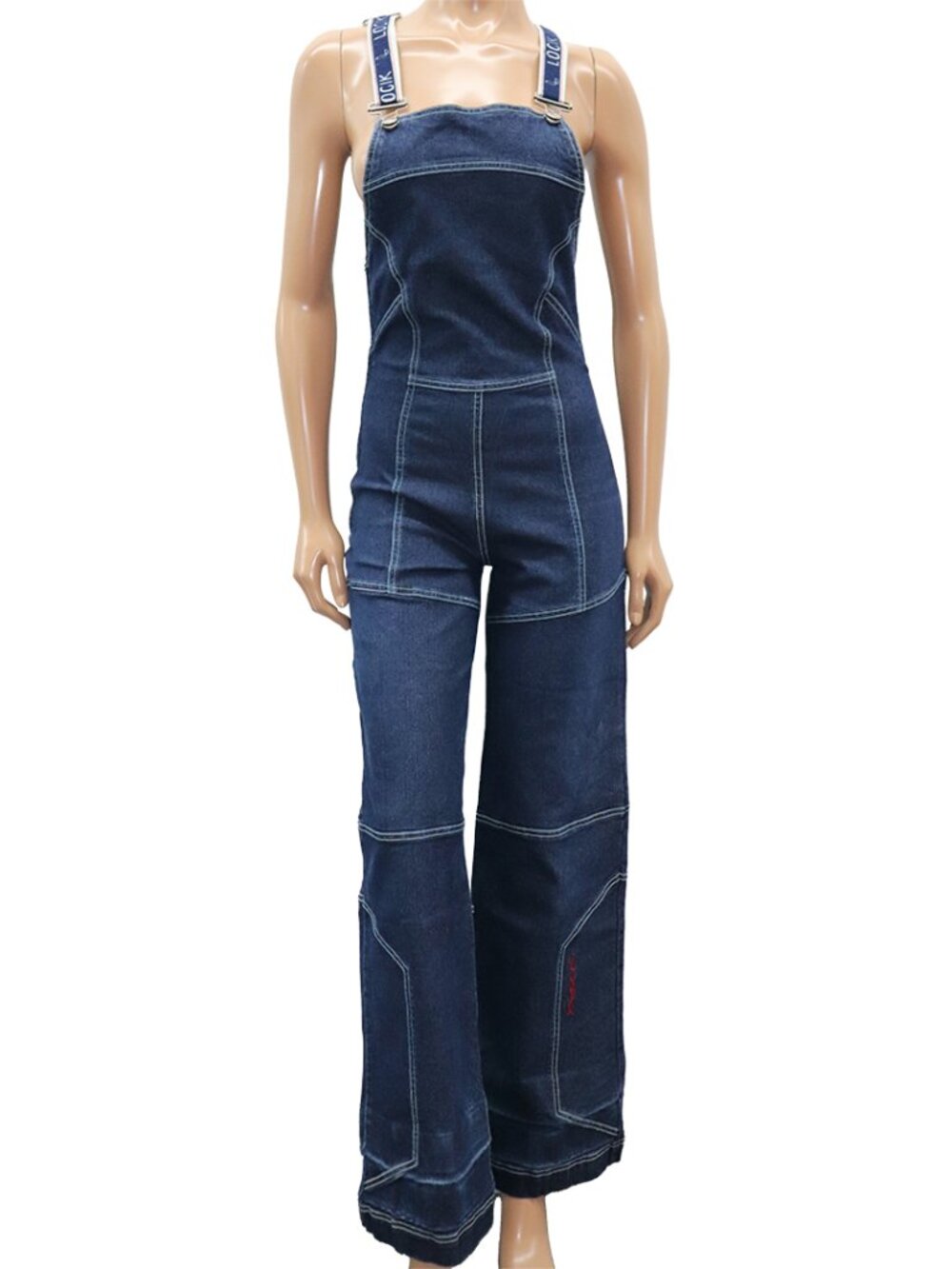 RARE LOGIK 90s Denim Jumpsuit Flared Wide Leg Overalls Canada 28 - Picture 2 of 6